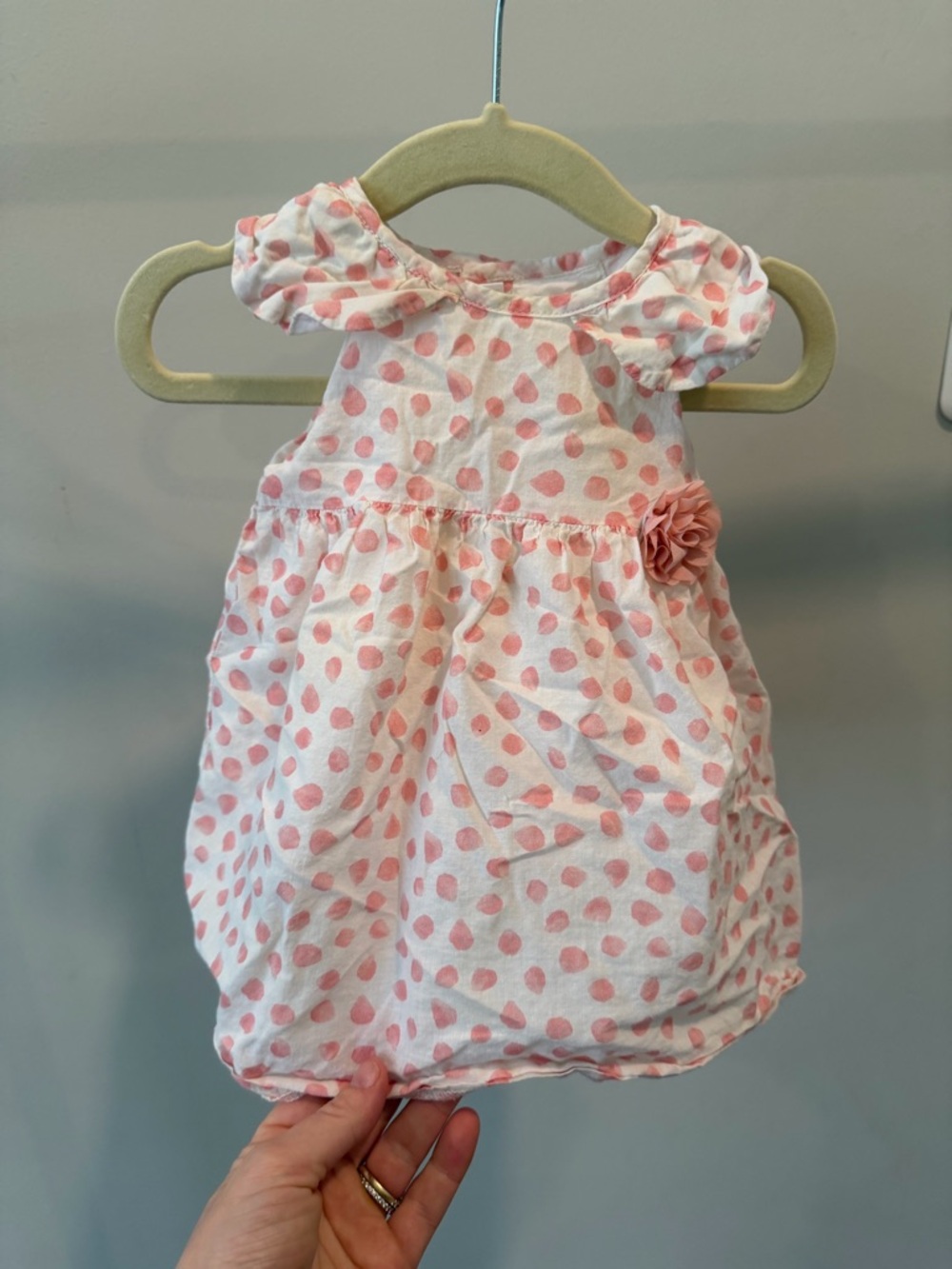 Mayoral White Dress with Pink Polka Print